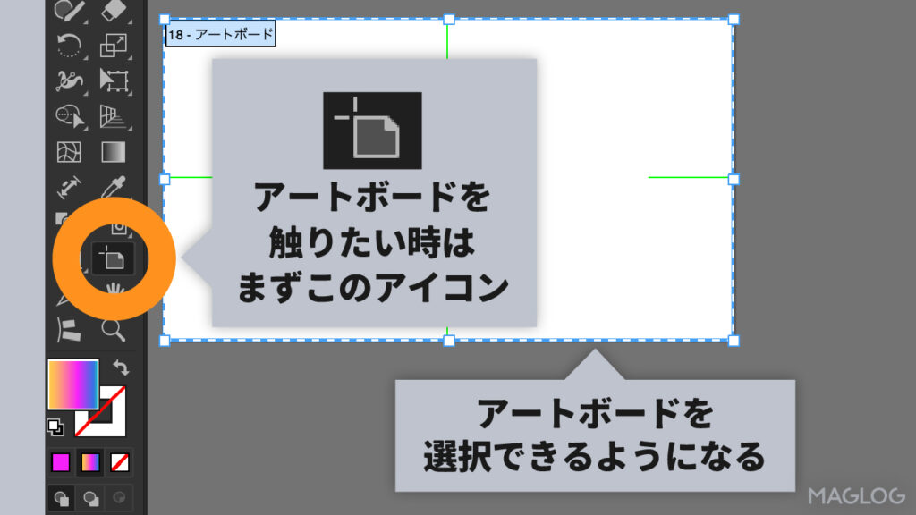 アートボードを触りたい時はまずこのアイコン