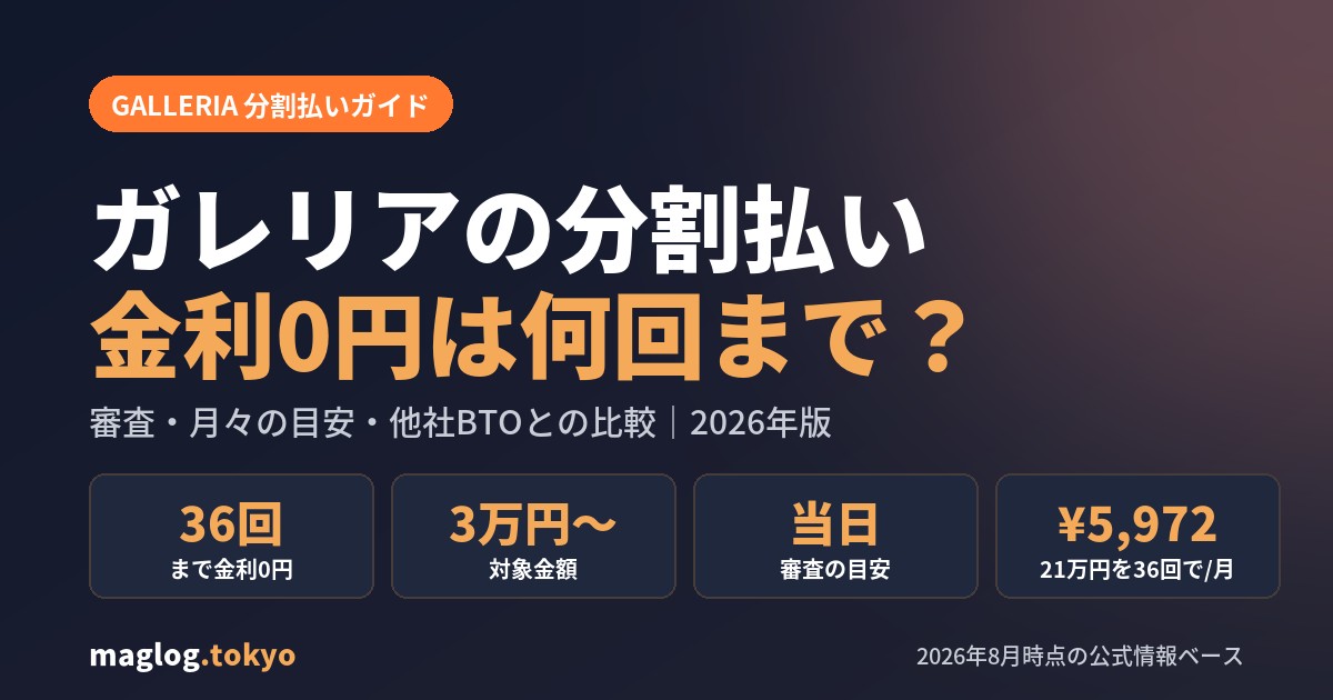 ガレリアの分割払いガイド 金利0円は何回まで？